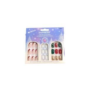 Kiss Impress Press On No Glue Manicure Christmas Kit Red Green Holiday 90 Nails